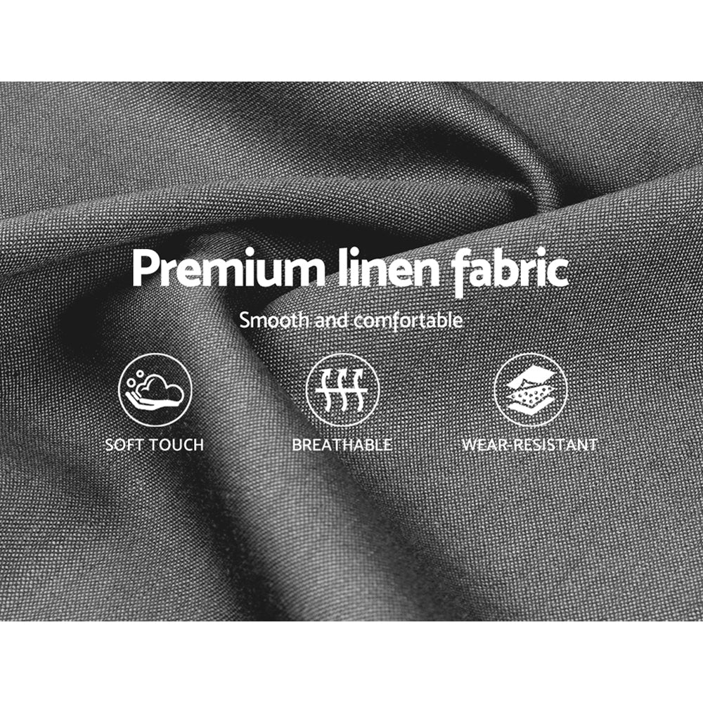 Close-up of premium linen fabric texture highlighting soft touch, breathability, and wear resistance for King Size Gas Lift Bed Frame Base with Storage - Grey