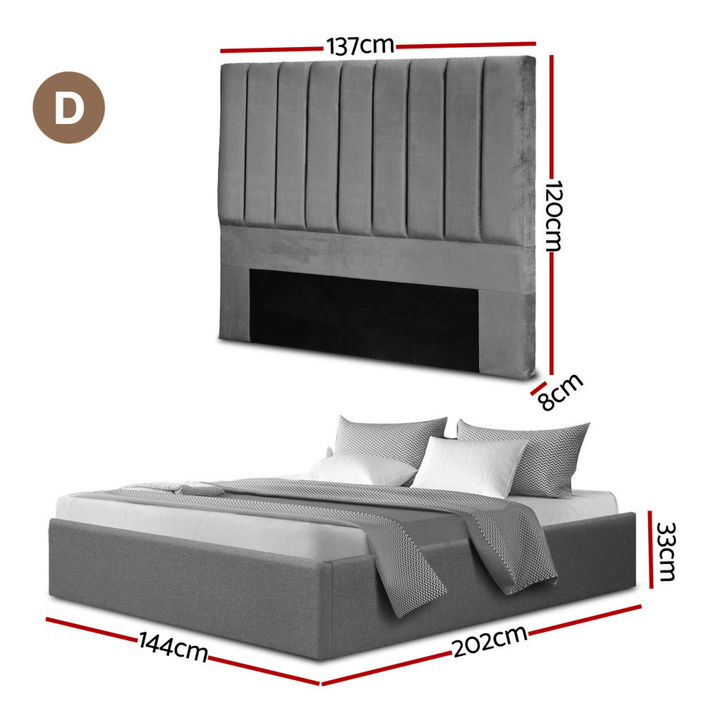 Velantra Double Gas Lift Storage Bed with Headboard – Grey
