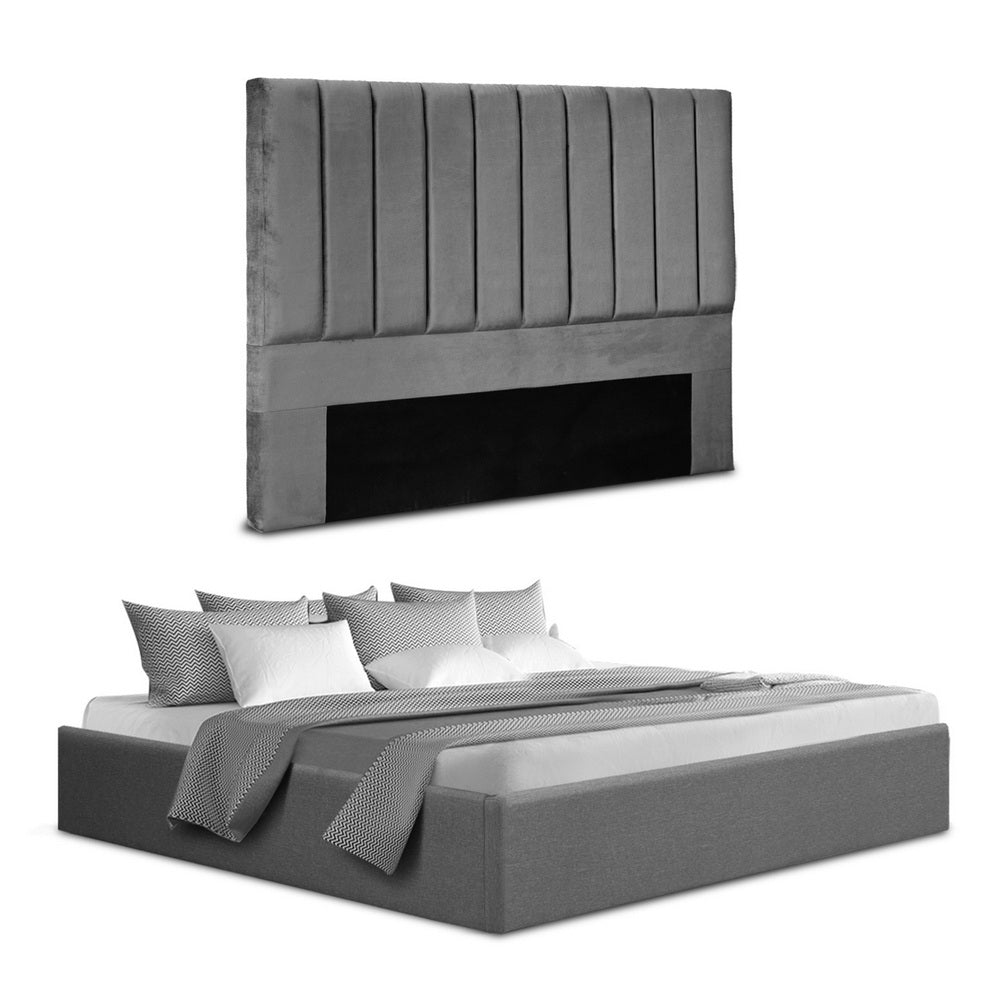 Velantra King Gas Lift Storage Bed with Headboard – Grey