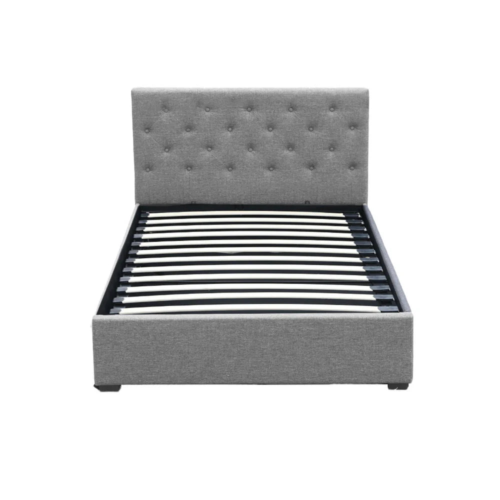 King Single Premium Package | Dorilla Gas Lift Bed Frame Grey, Algarve Euro Top Pocket Spring Mattress (Medium Firm) & Pillowtop Mattress Topper