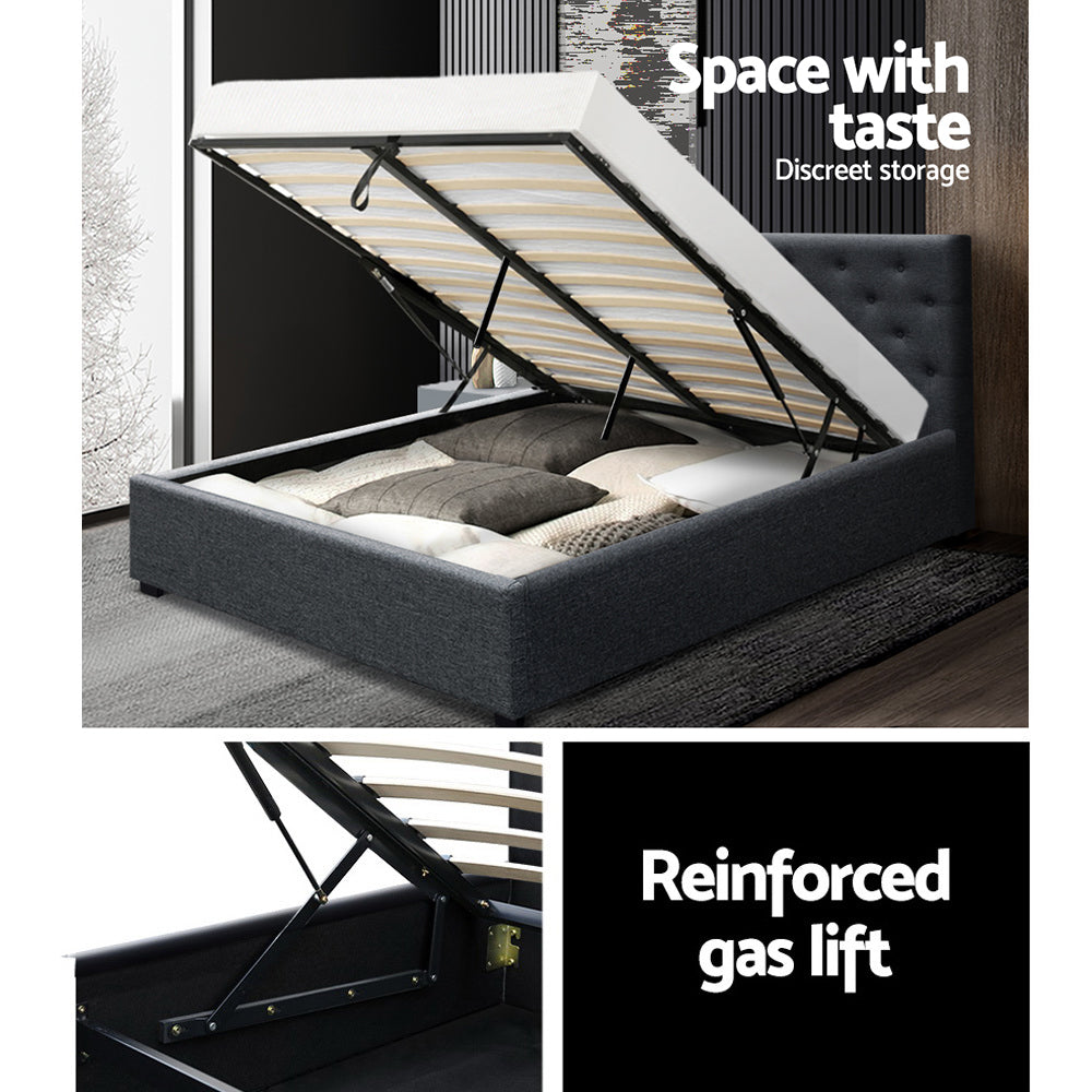 Dorilla Gas Lift Storage Queen Bed Frame - Charcoal