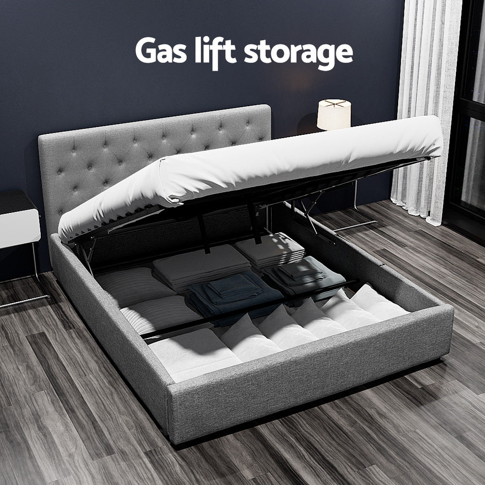Dorilla Gas Lift Storage Queen Bed Frame - Grey
