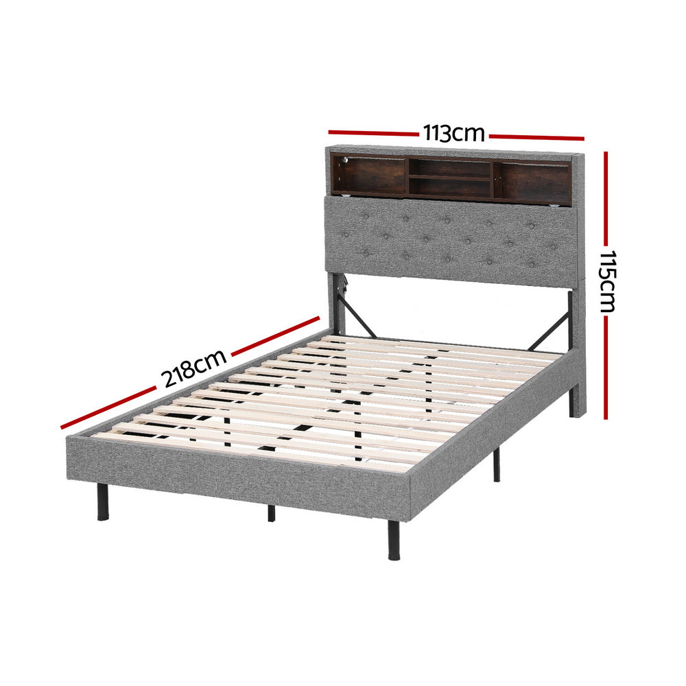Midnight King Single LED Storage Bed Frame – Grey