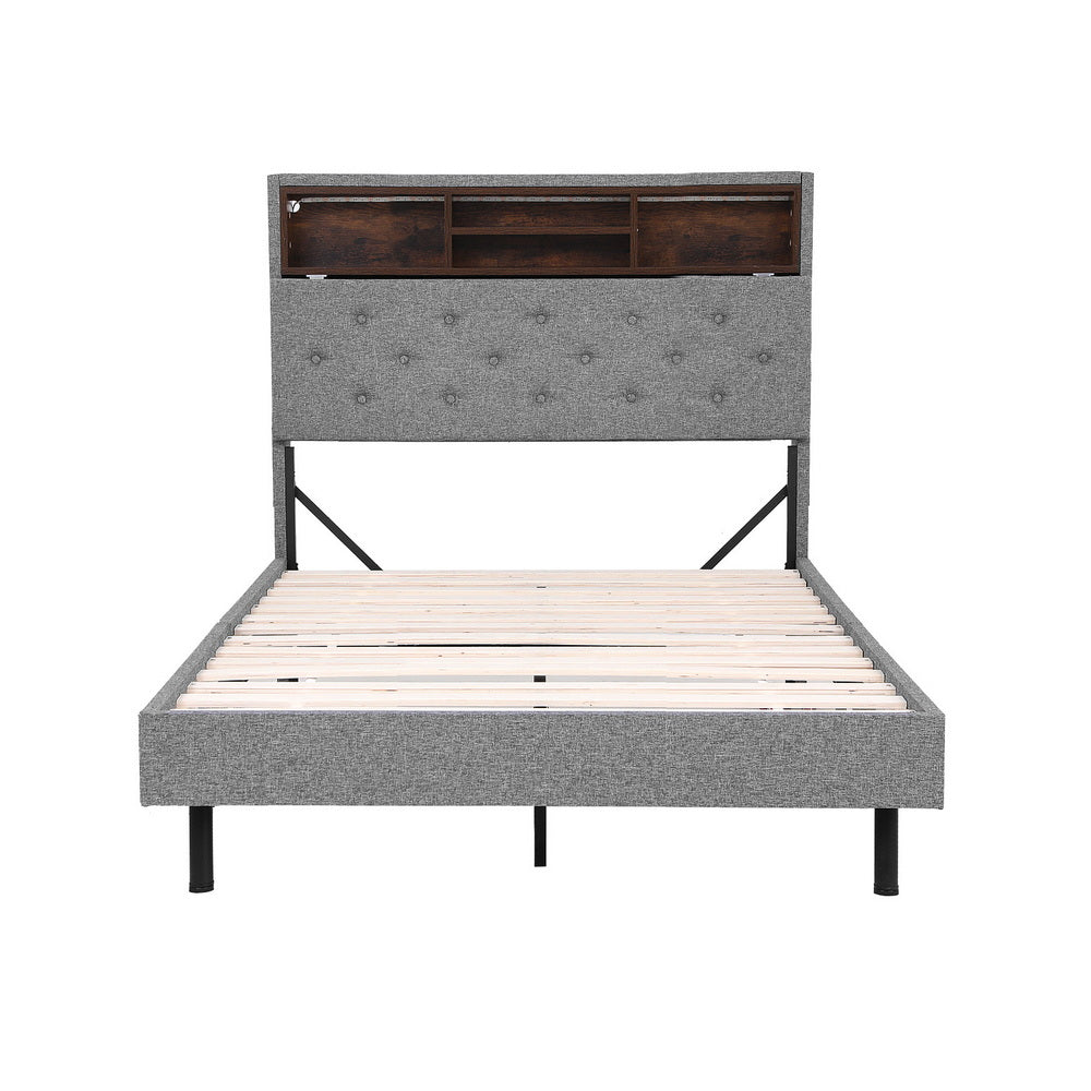 Midnight King Single LED Storage Bed Frame – Grey