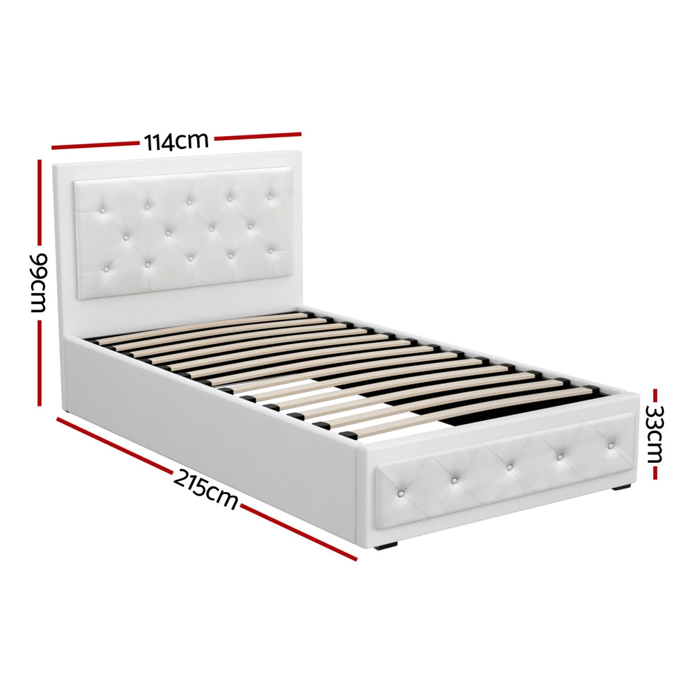 Bronte Storage King Single Bed Frame White