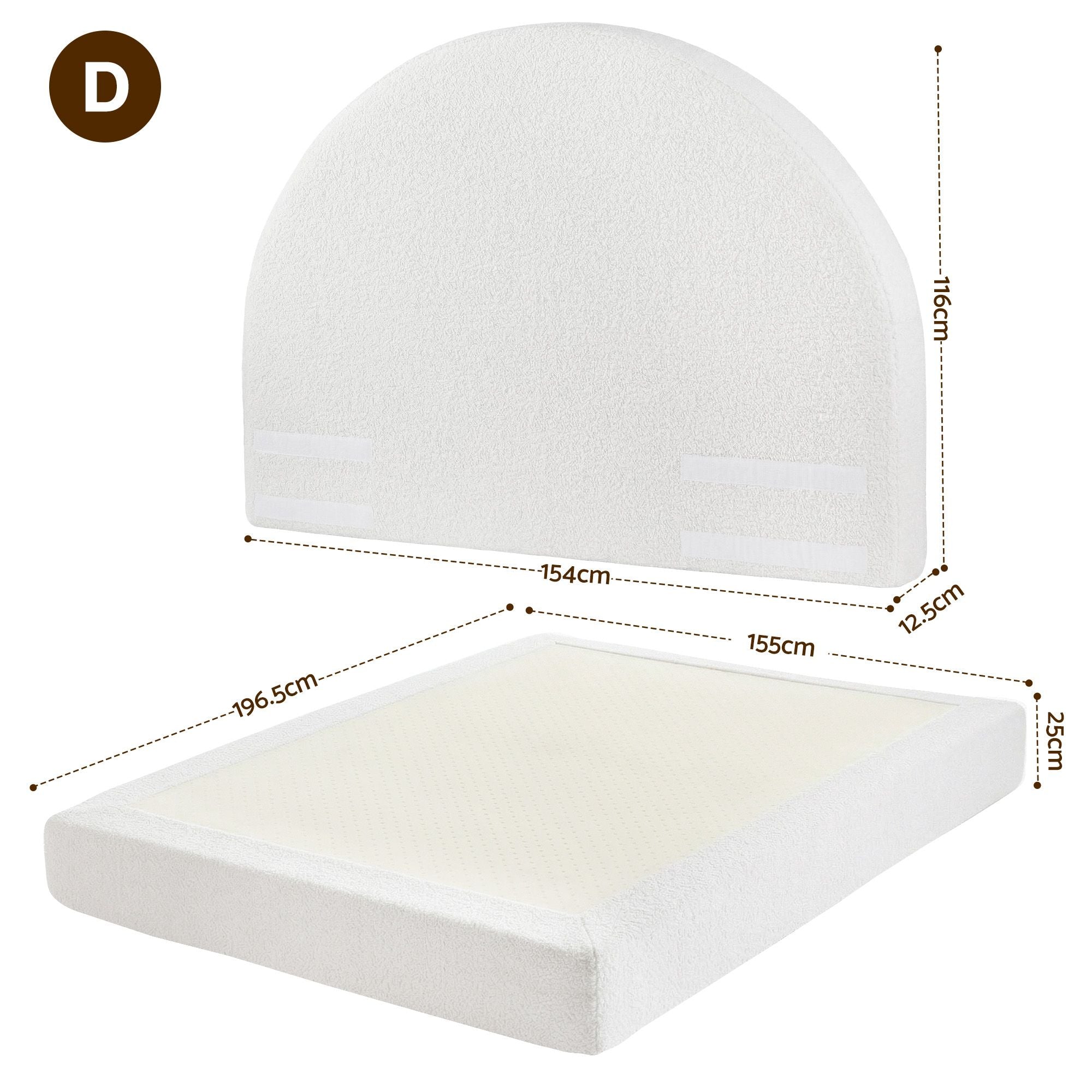 Instant-Setup Double Bed Frame with Removable Washable Boucle Cover - Teddy Velvet