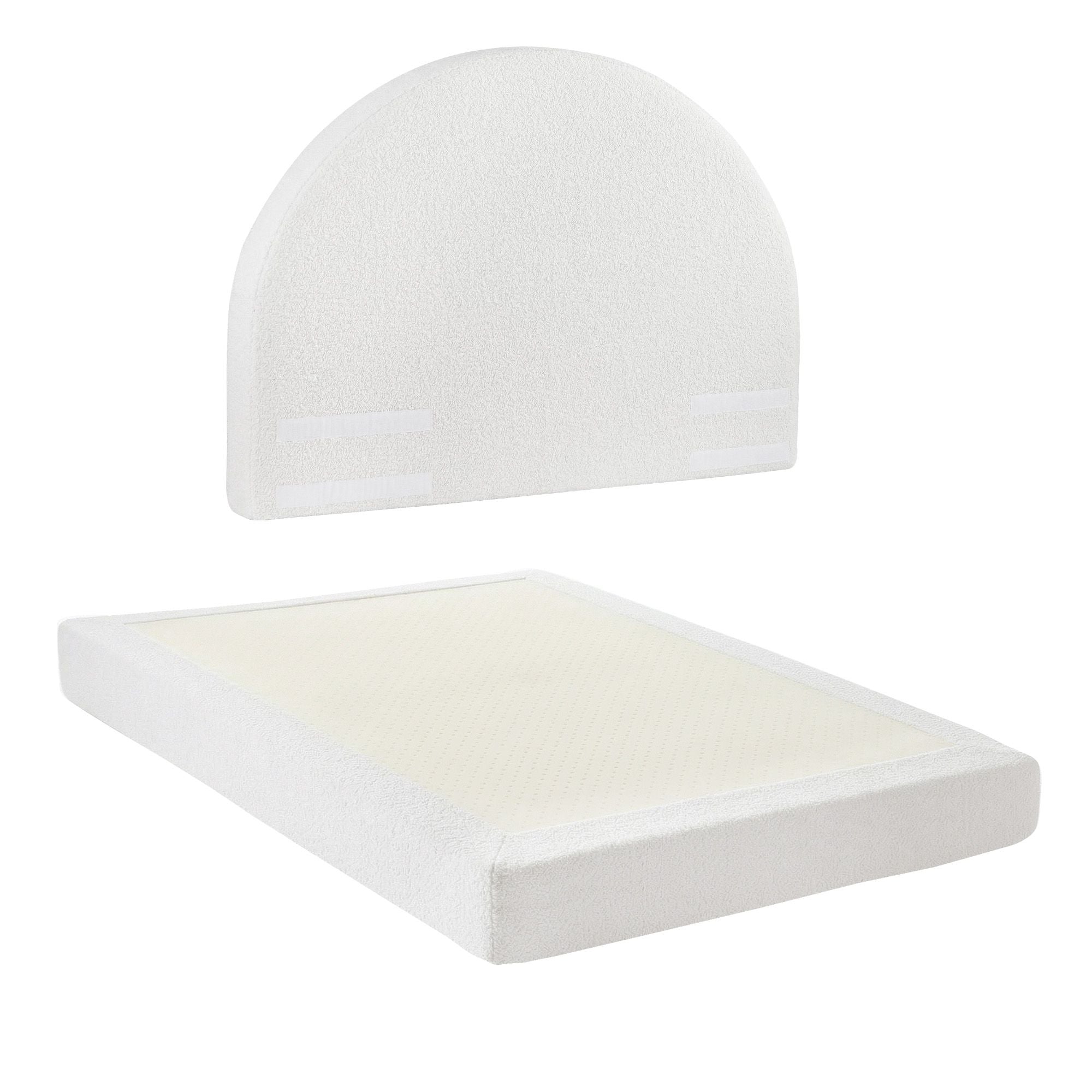 Instant-Setup Double Bed Frame with Removable Washable Boucle Cover - Teddy Velvet