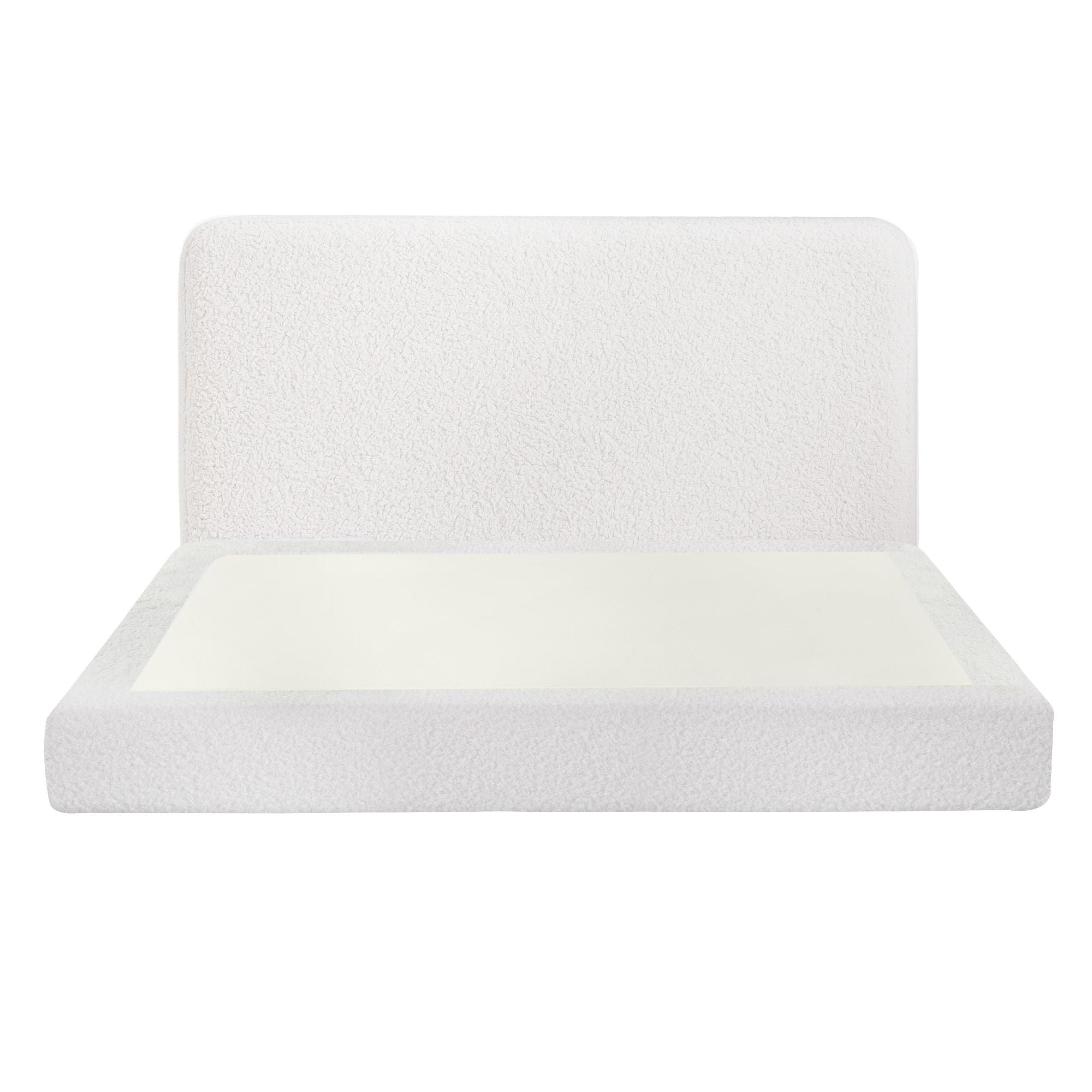 Instant-Setup Double Bed Frame with Removable Washable Boucle Cover - Teddy Velvet