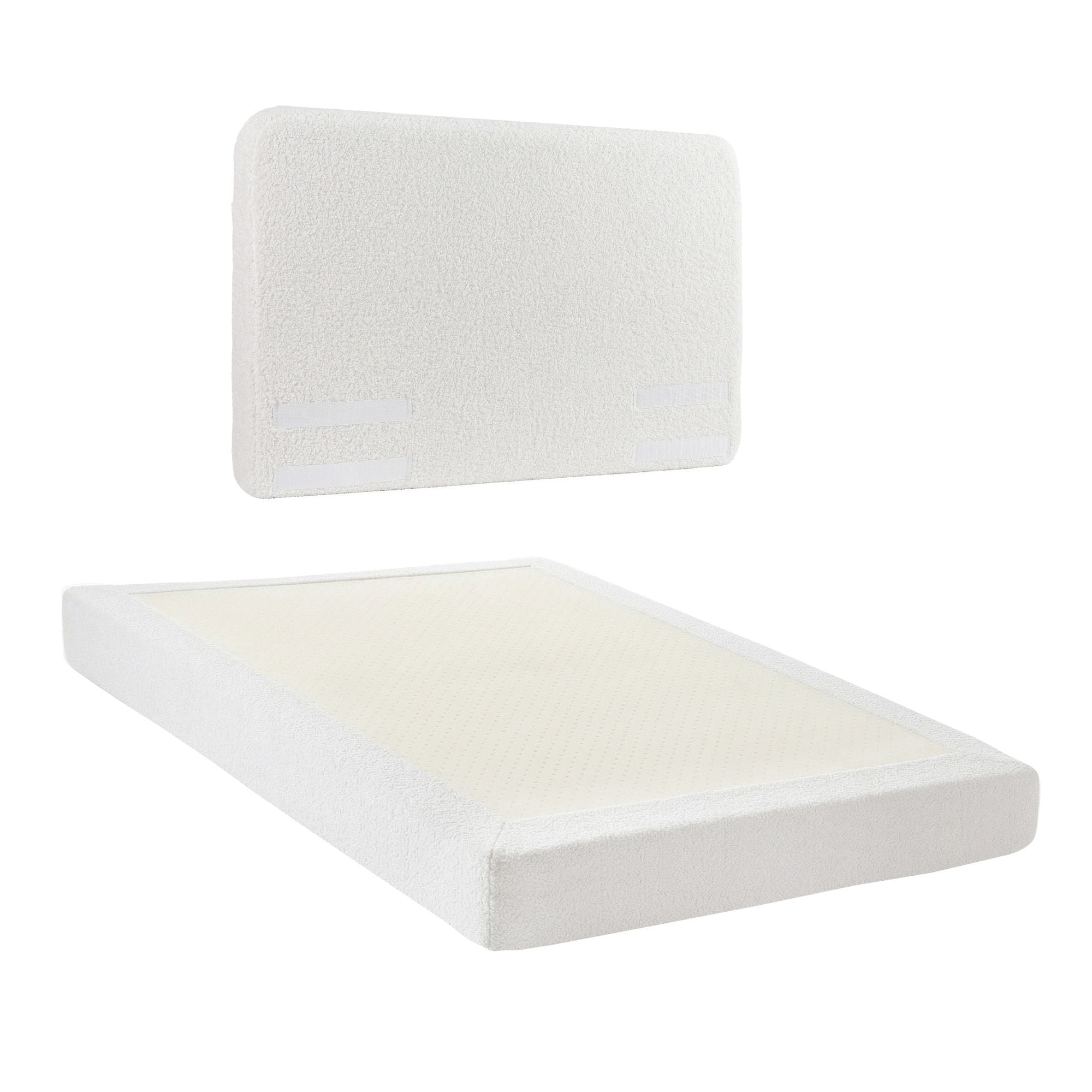 Instant-Setup Double Bed Frame with Removable Washable Boucle Cover - Teddy Velvet