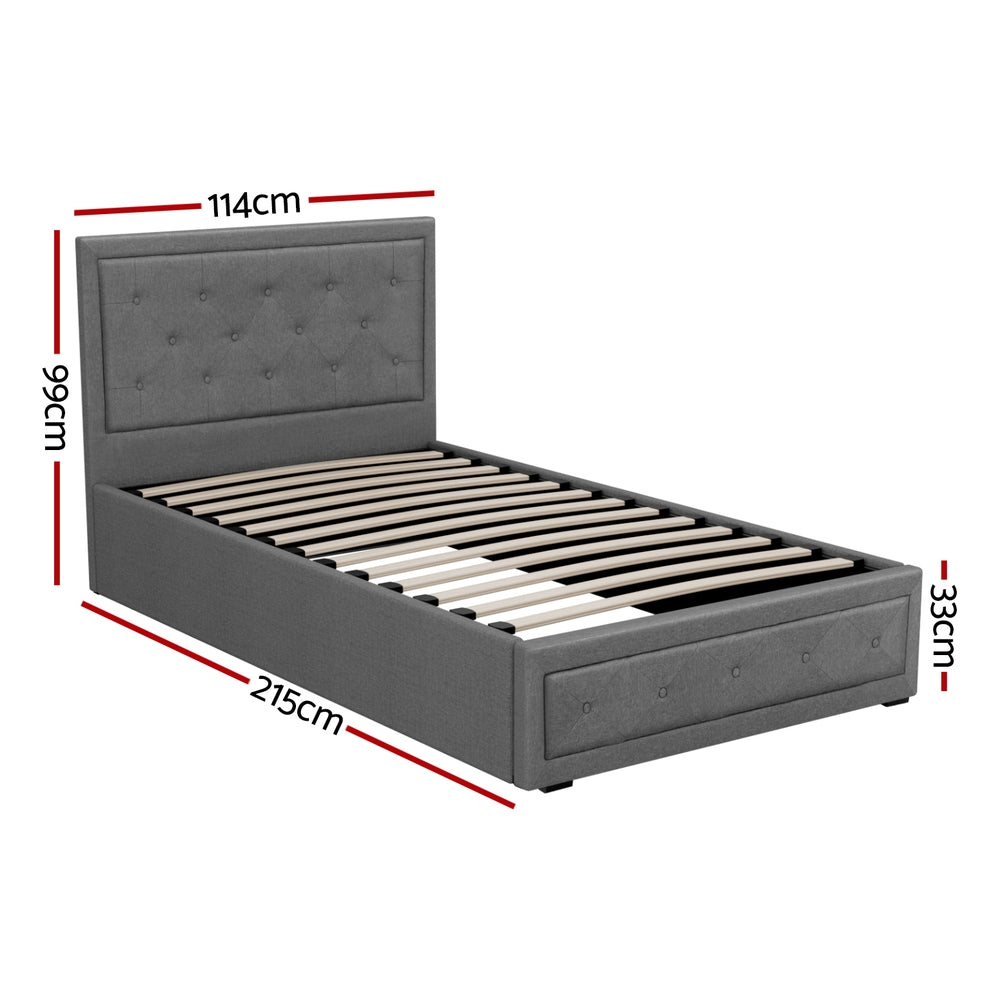 Bronte Storage King Single Bed Frame Grey