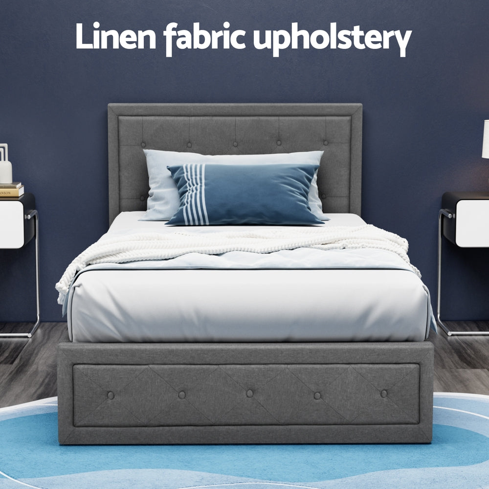 Bronte Storage King Single Bed Frame Grey