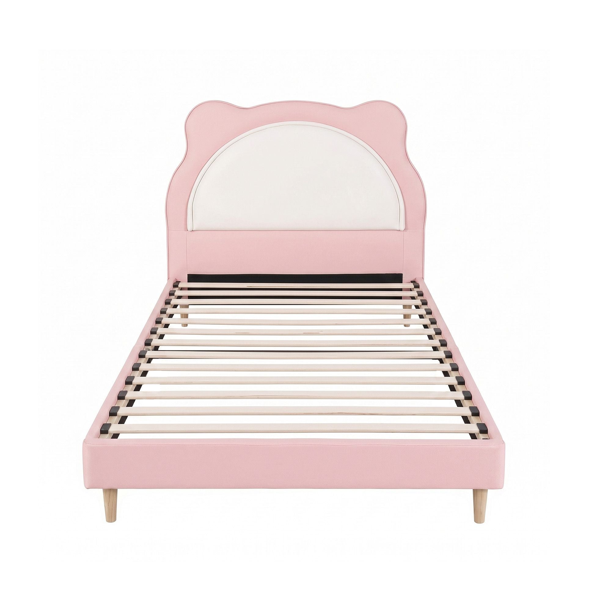 King Single Kids Bed Frame with Upholstered Animal Design - Pink