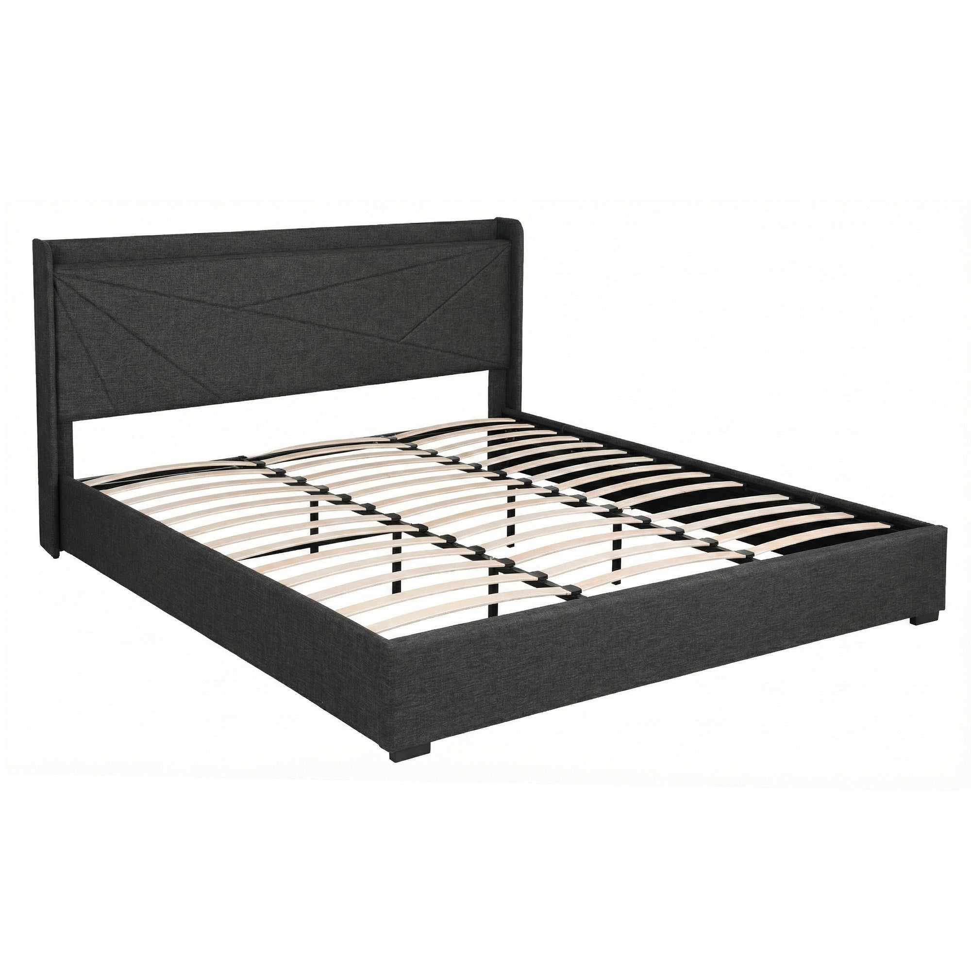 King Package | Moree King Gas Lift Bed Frame Charcoal & Serenity Euro Top Mattress (Medium Firm)