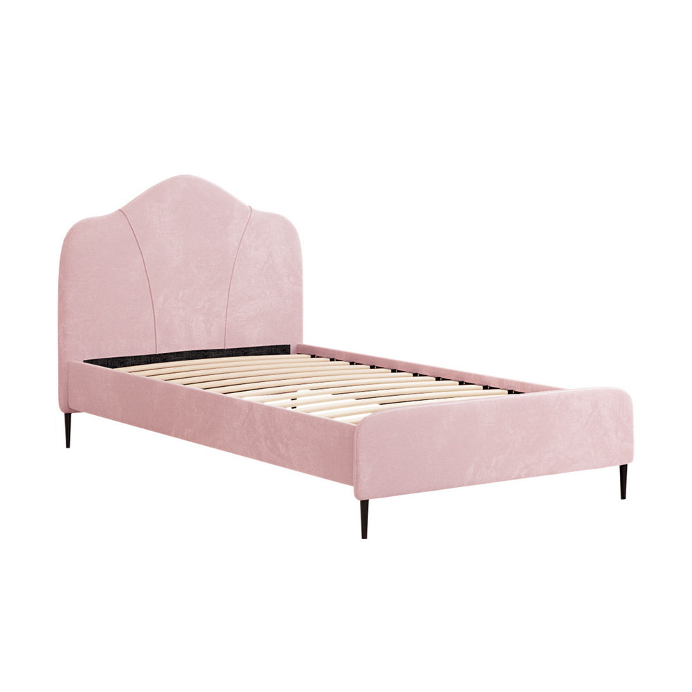 Velvet King Single Bed Frame Pink