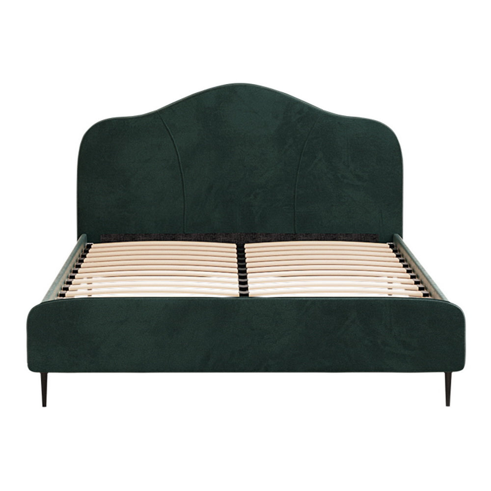 Daintree Queen Velvet Bed Frame - Dark Green