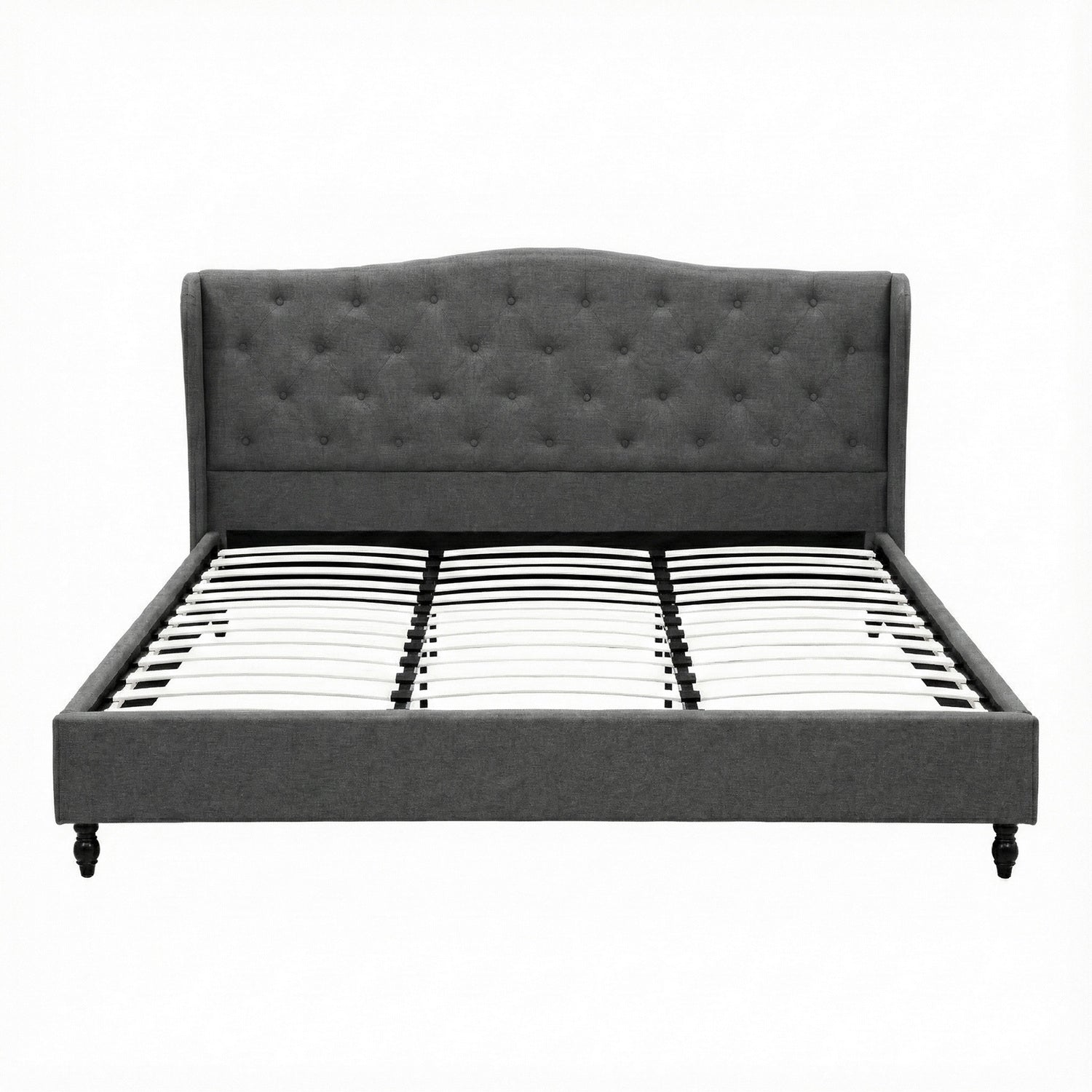 Pierre King Bed Frame with Wingback Headboard – Grey