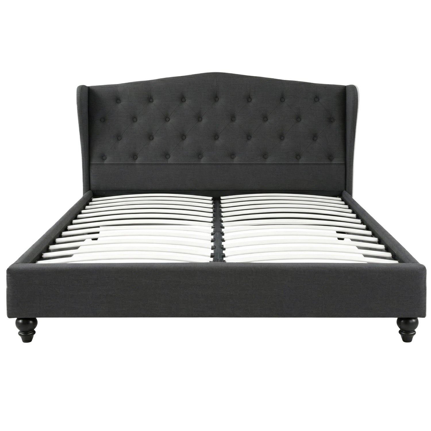 Pierre Queen Bed Frame with Wingback Headboard – Charcoal