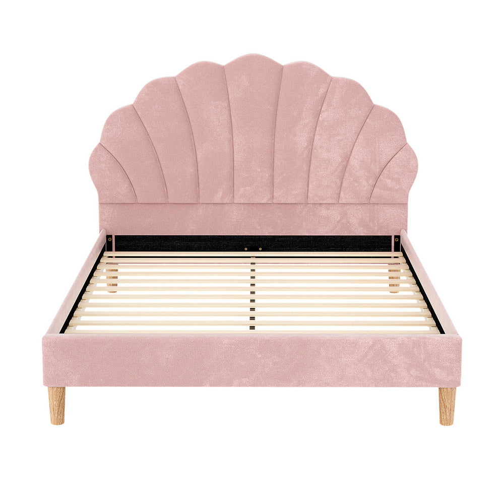Rosie Double Bed Frame - Pink Velvet