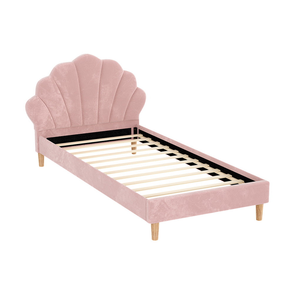 Rosie King Single Bed Frame - Pink Velvet