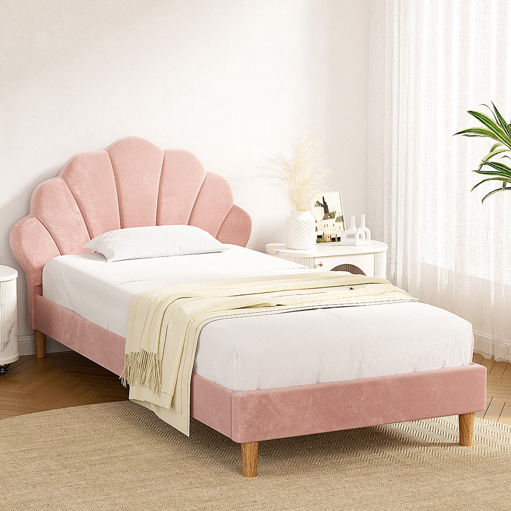 Rosie King Single Bed Frame - Pink Velvet
