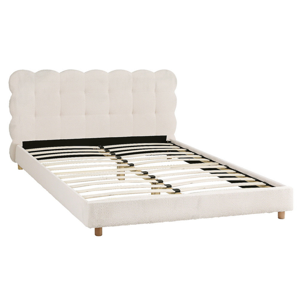 Cloud Queen Bouclé Bed Frame – White