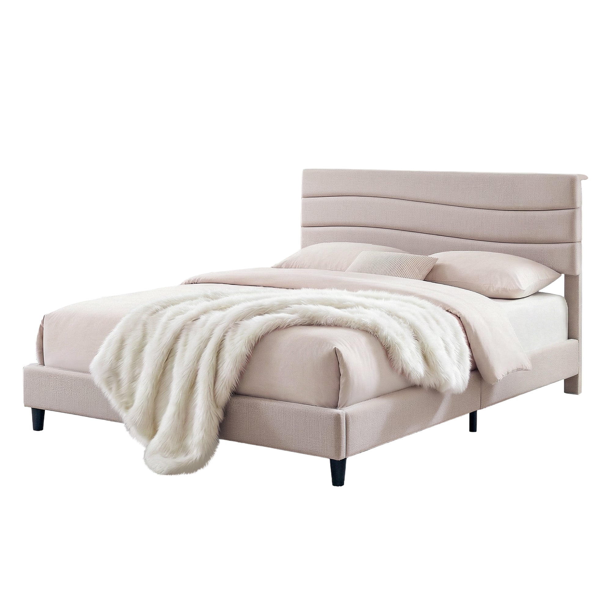 Collaroy Queen Bed Frame with Charging Station - Beige