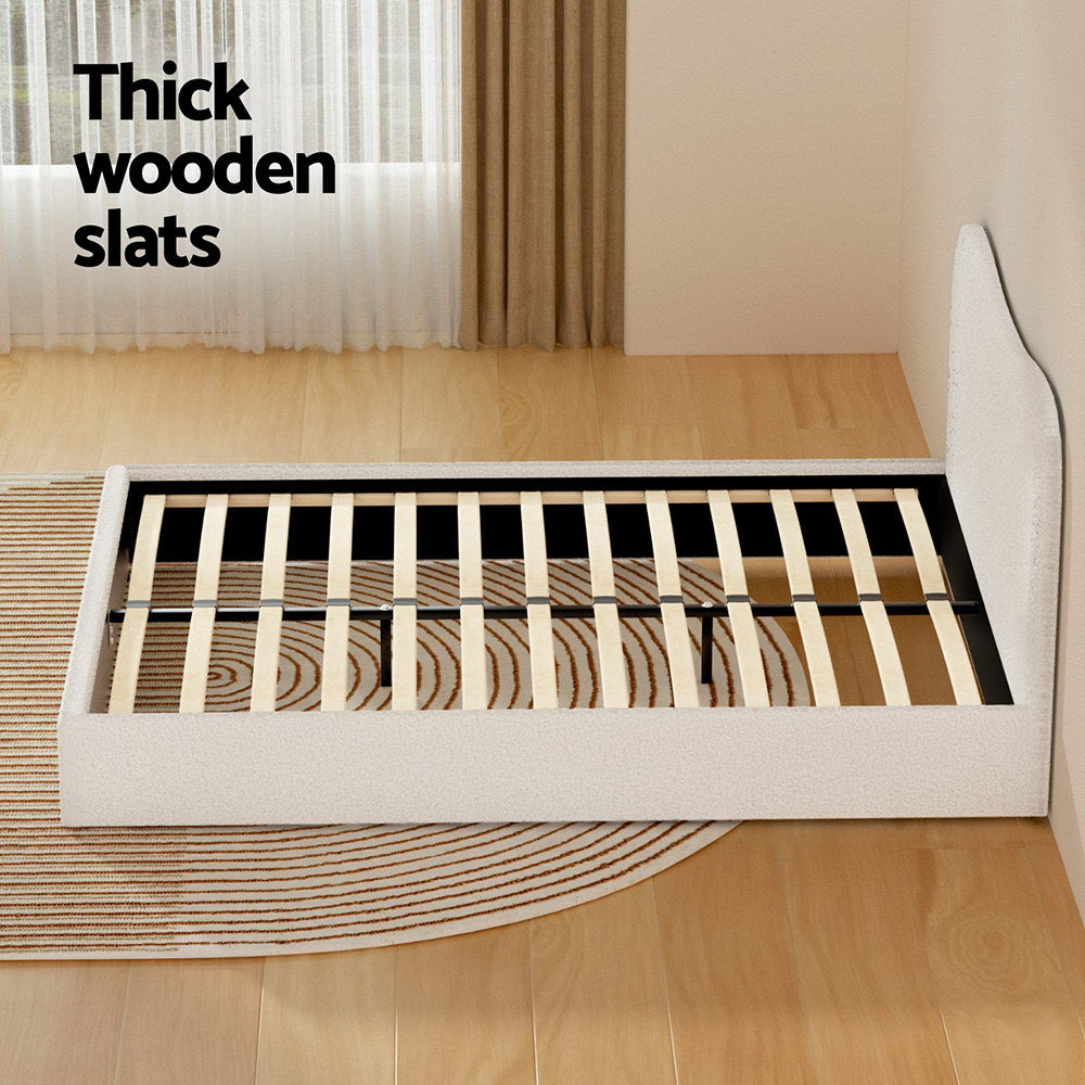 Albany Queen Boucle Bed Frame - Cream White