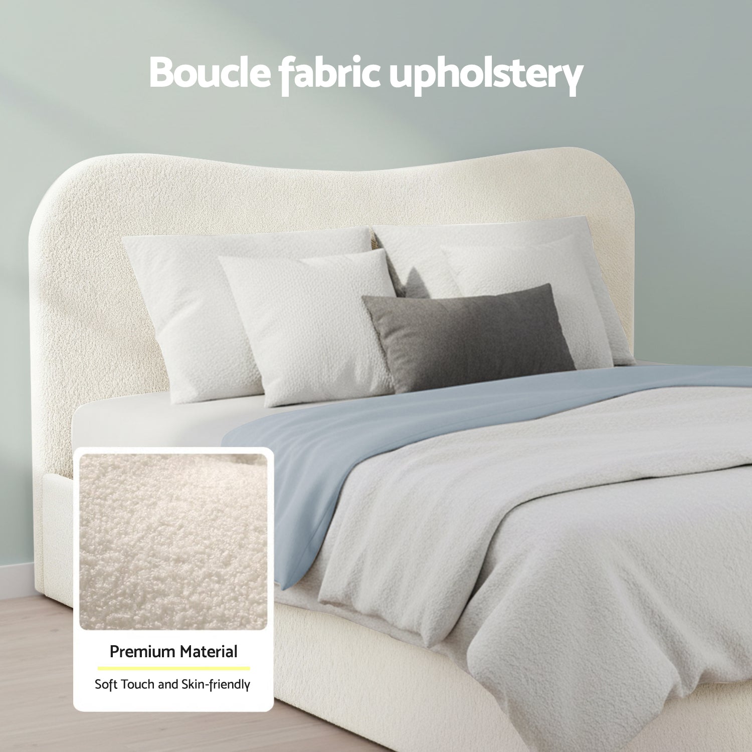 Darragh Double Boucle Gaslift Storage Bed Frame – White