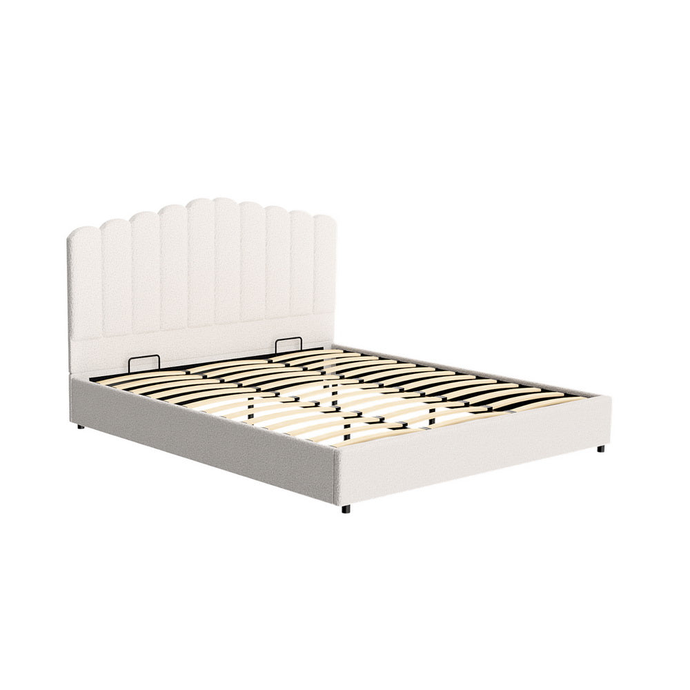 Fion King Boucle Storage Bed - Cream White