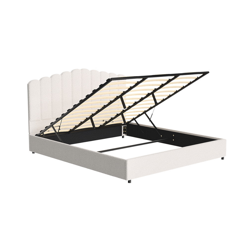 Fion King Boucle Storage Bed - Cream White