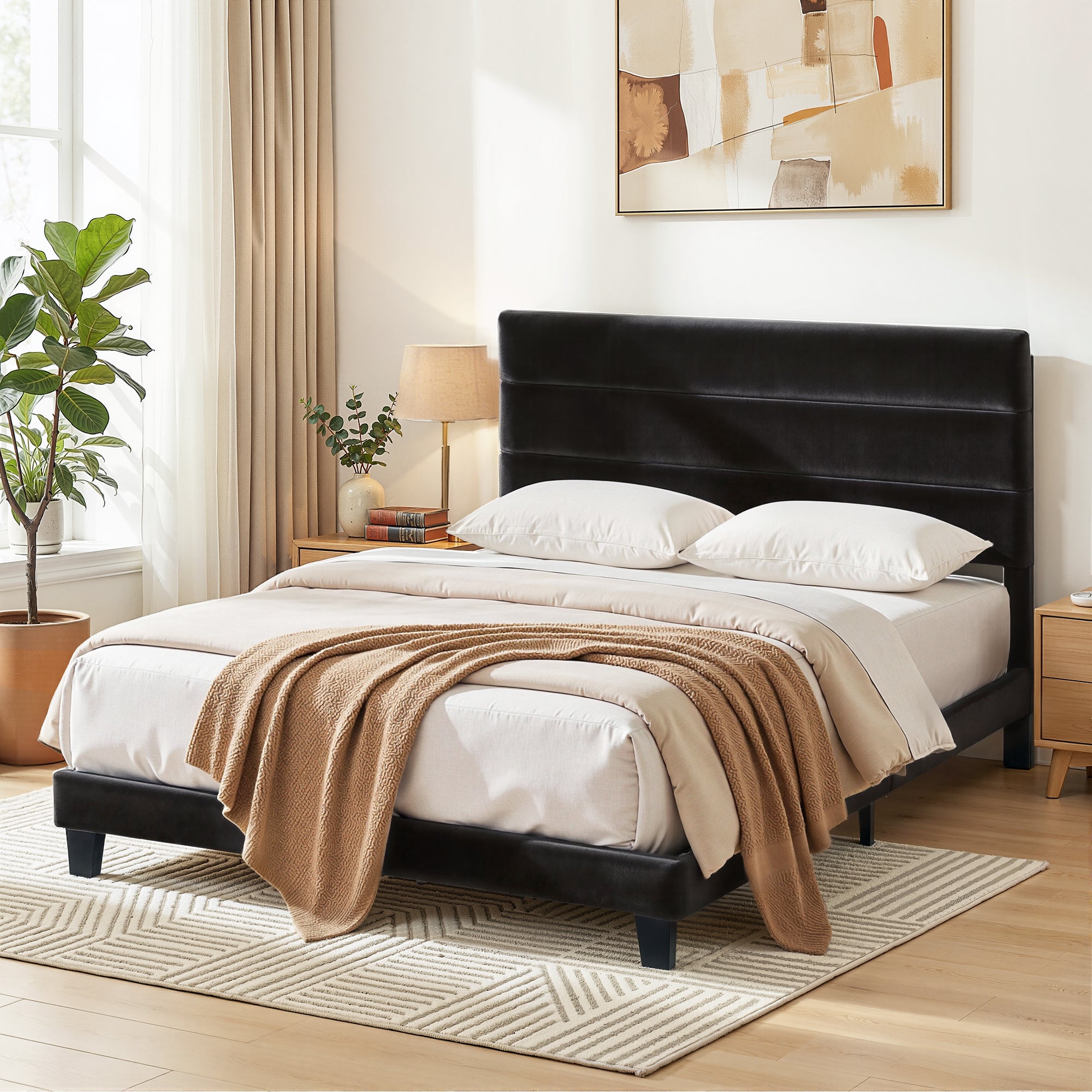 Hush Double Velvet Upholstered Bed Frame - Black