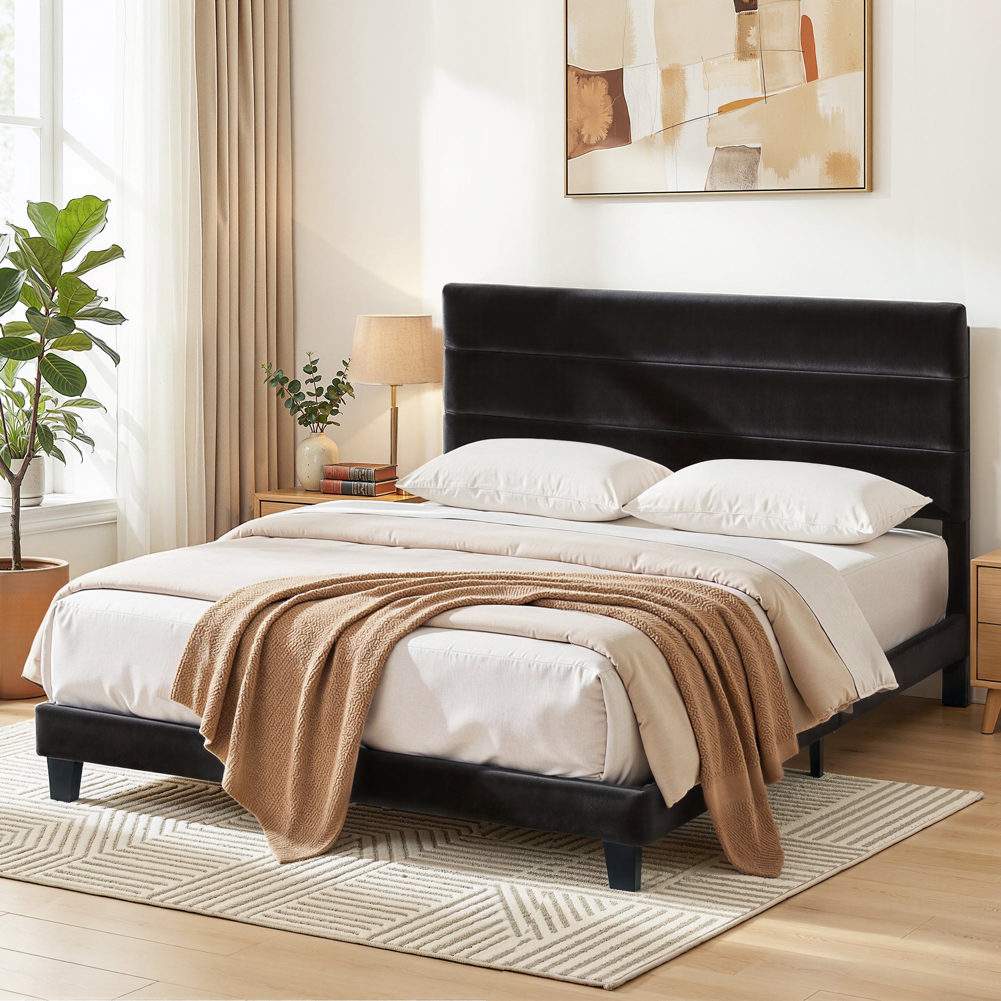 Hush King Velvet Upholstered Bed Frame - Black