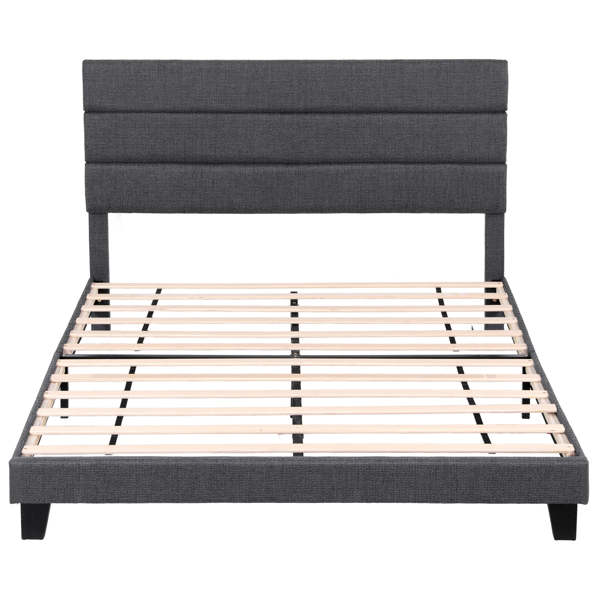 Hush King Linen Upholstered Bed Frame - Dark Grey