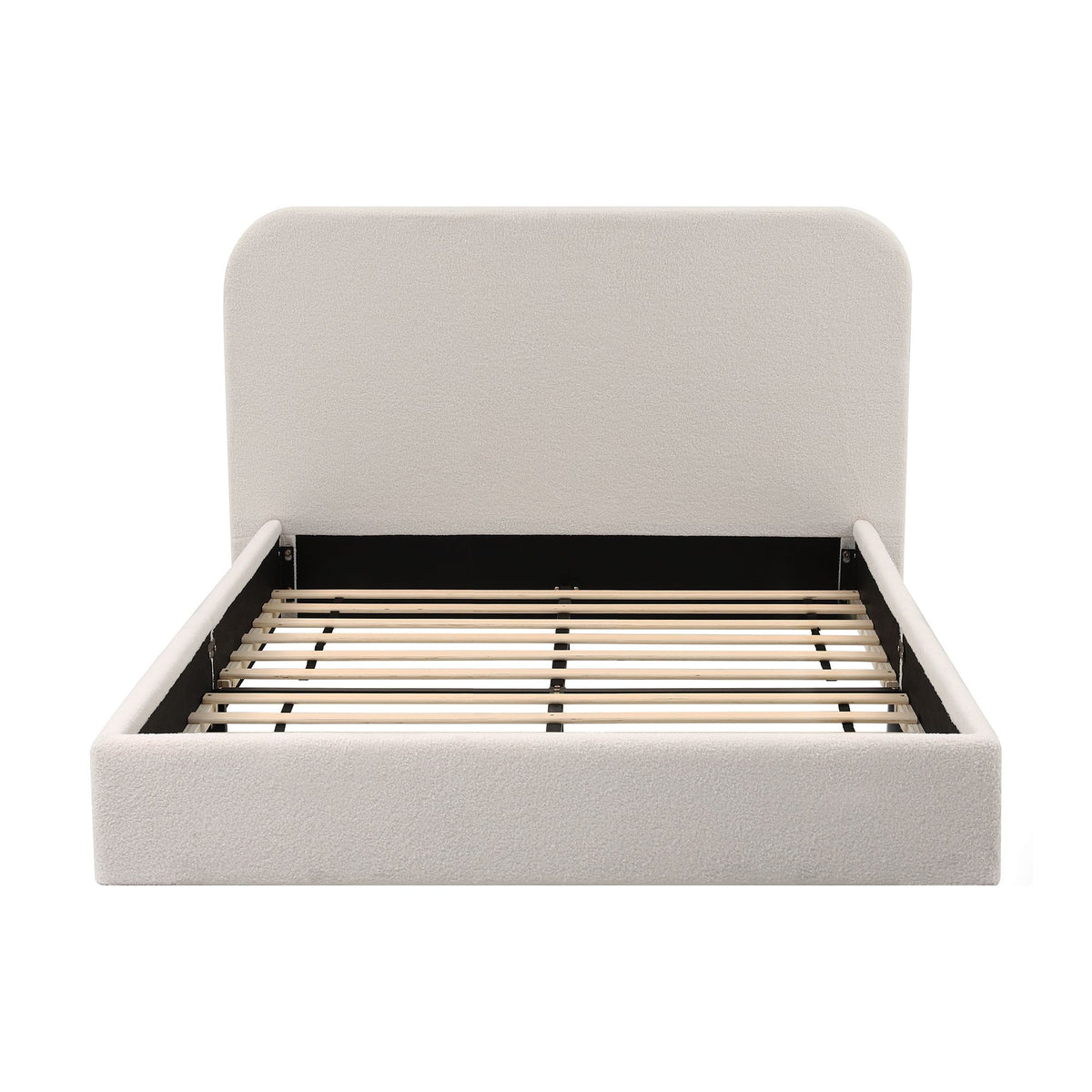 Double Bed Frame with 100cm Bouclé Headboard, USB-C Ports & Night Lights
