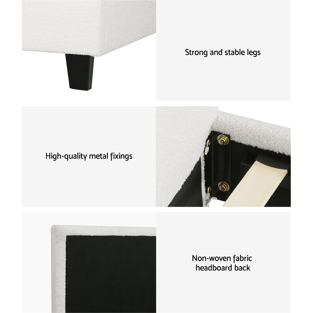 Coogee Double Bed Frame Cuddly White Bouclé