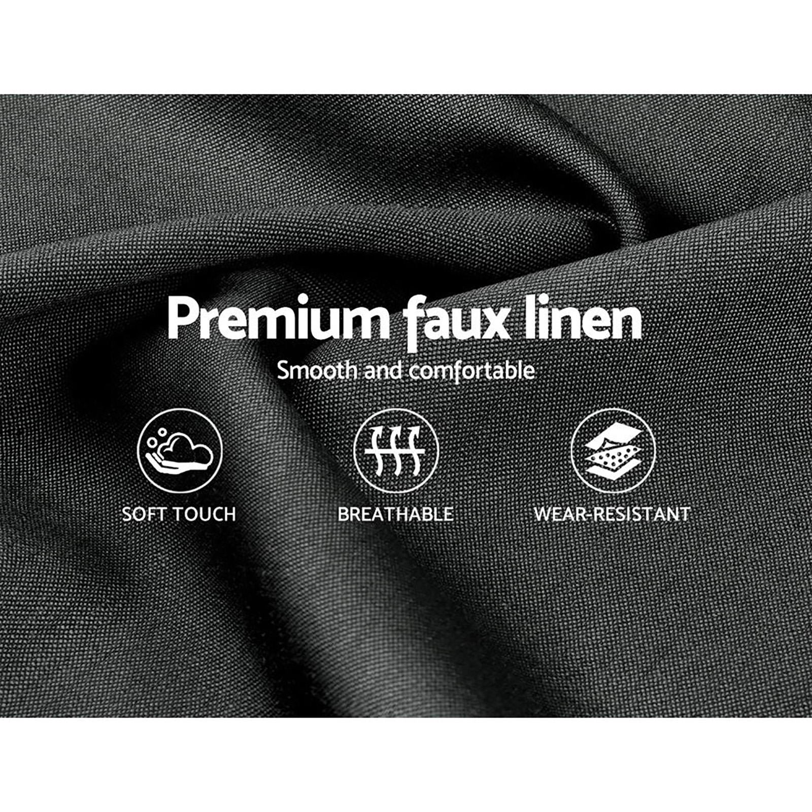 Close-up of charcoal fabric showcasing premium faux linen texture for Bondi Double Bed Frame Charcoal with soft, breathable, wear-resistant qualities