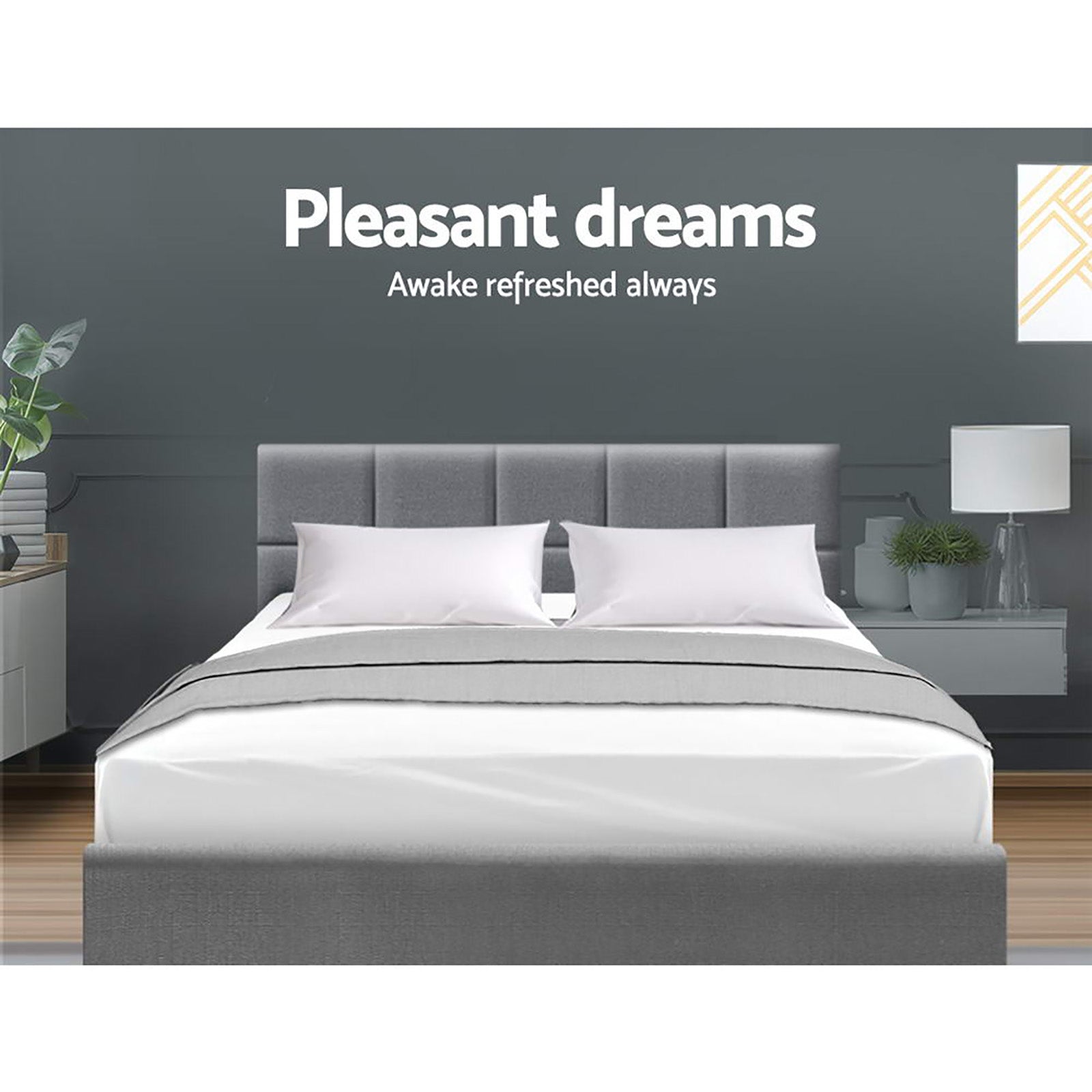 Queen Package | Bondi Bed Grey & Reverie Euro Top Mattress (Medium Firm)