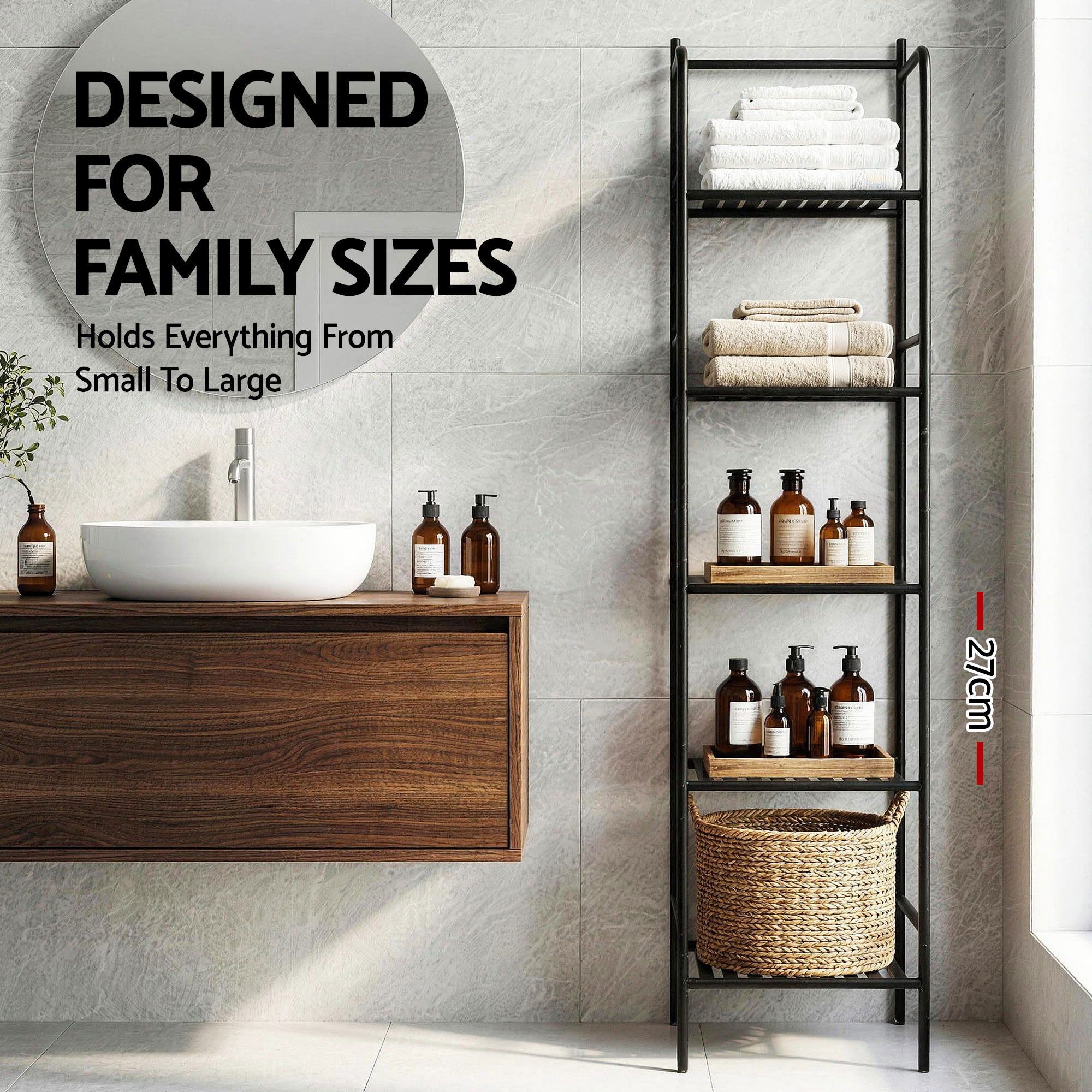 2X 5 Tier Floor Standing Corner Shower Caddy Bathroom Organizer - Black