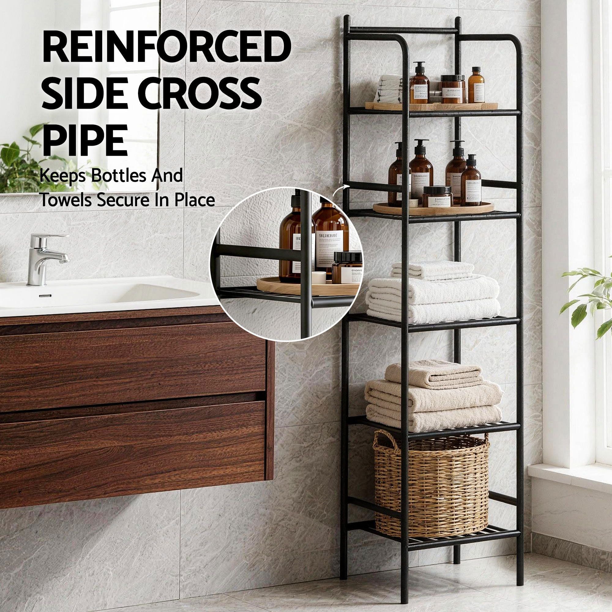 2X 5 Tier Floor Standing Corner Shower Caddy Bathroom Organizer - Black