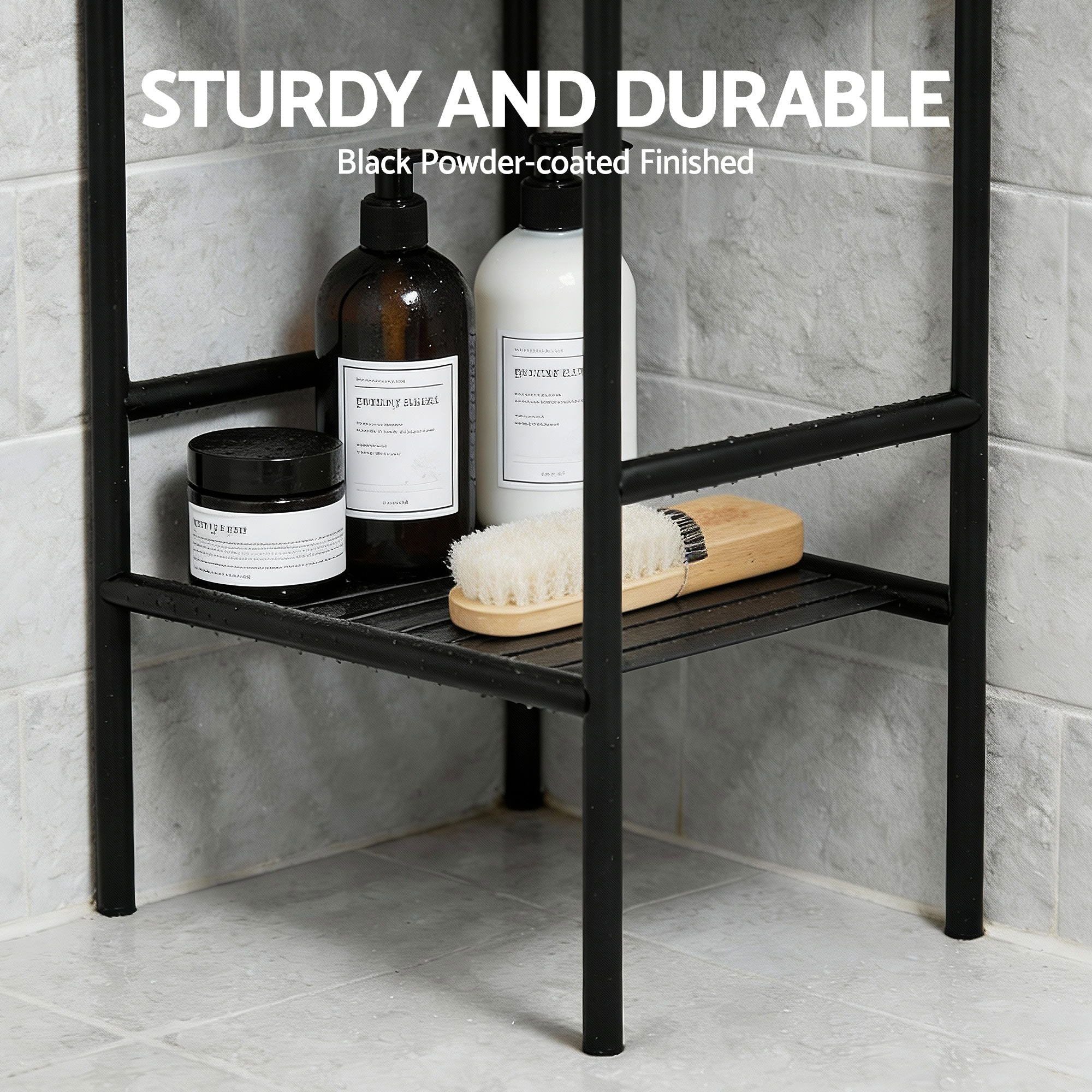 2X 5 Tier Floor Standing Corner Shower Caddy Bathroom Organizer - Black