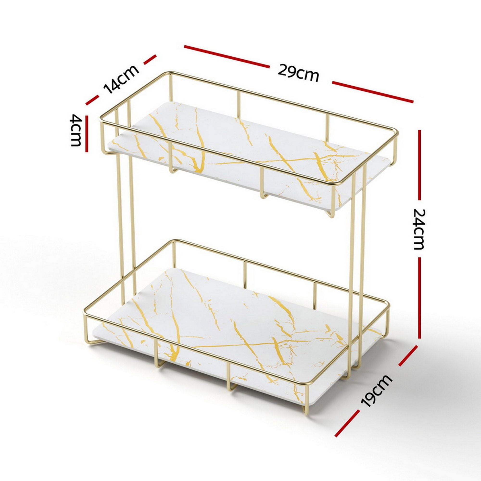 2-Tier Bathroom Corner Storage Rack 2 Pack with Marble Look - Gold