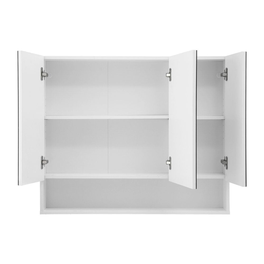 Bathroom Mirror Cabinet Medicine Adjustable Shelves Wall Hung 900x750mm White