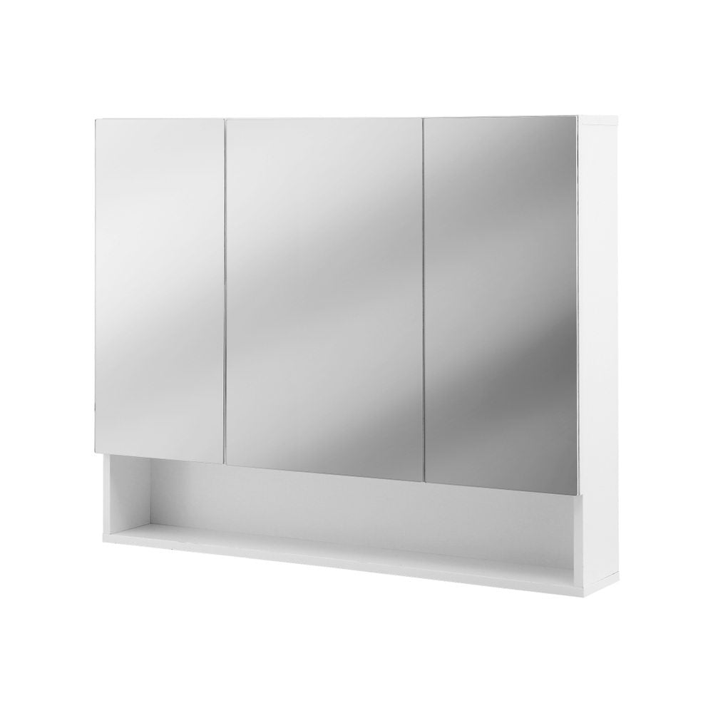 Bathroom Mirror Cabinet Medicine Adjustable Shelves Wall Hung 900x750mm White
