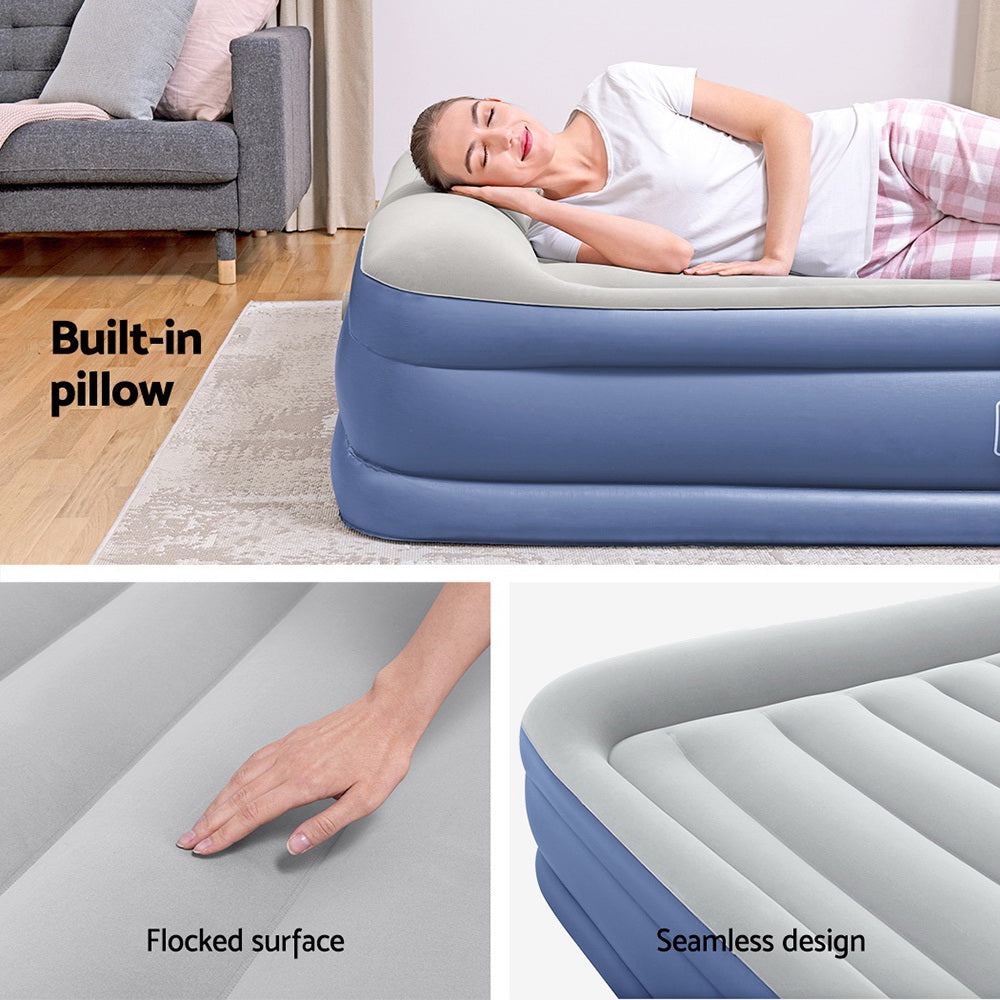 46 CM Thickness Air Bed Inflatable Mattress with Built-in Pump - Queen Size