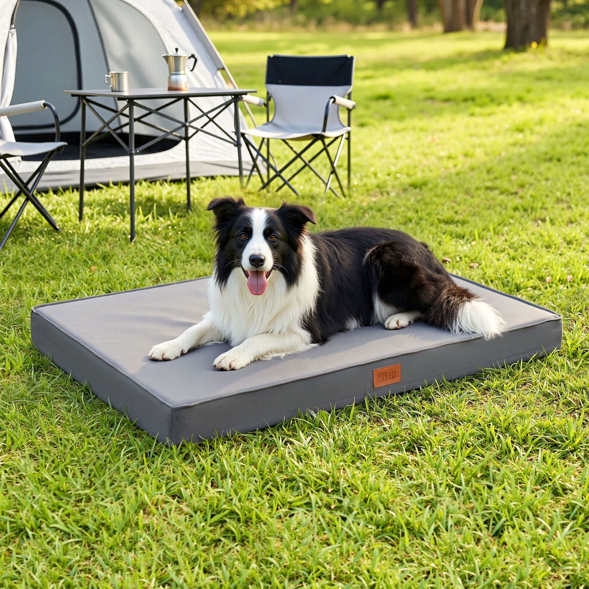 Dog Bed Large Water-resistant Egg Crate Foam Orthopedic Pet Mat Grey