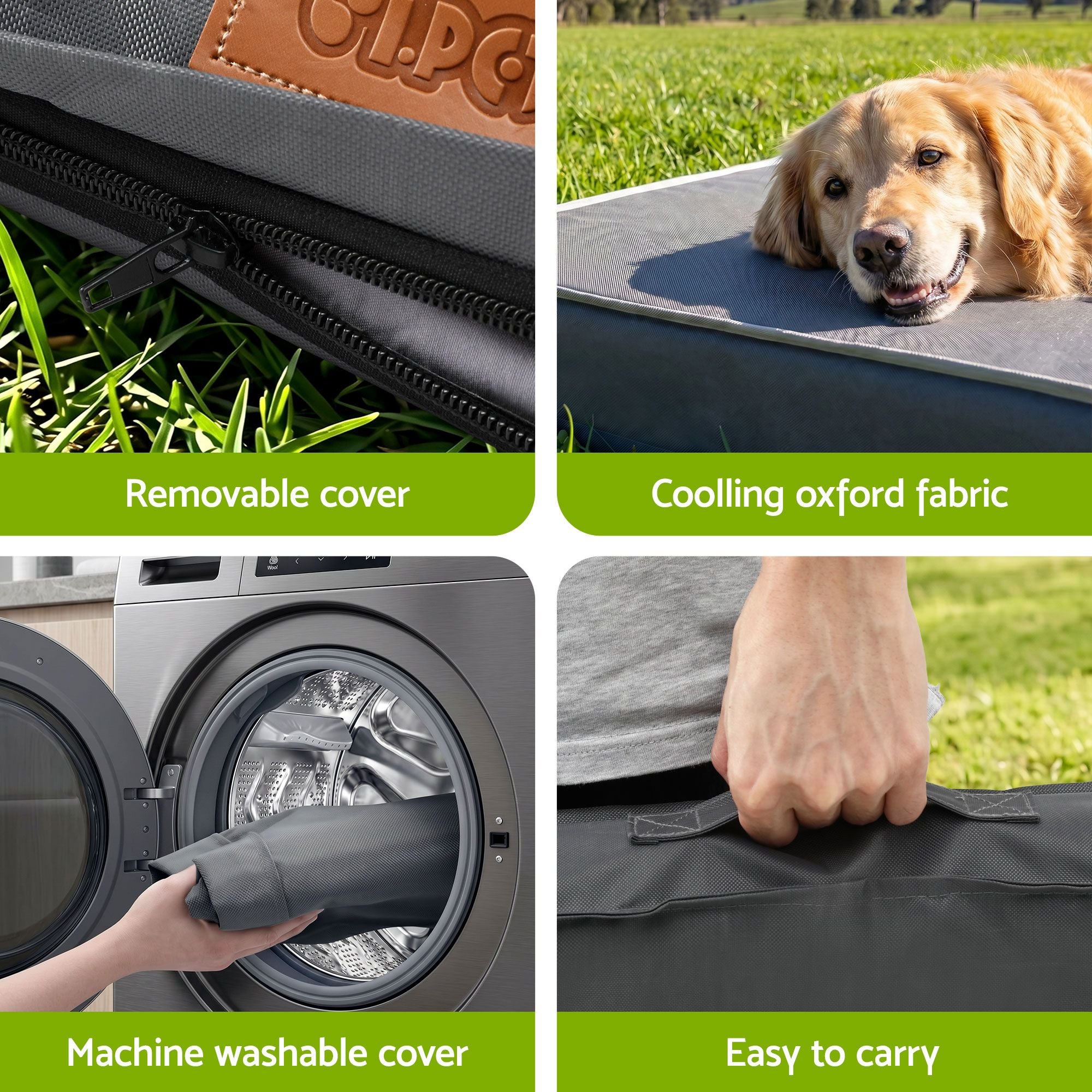 Dog Bed XL Water-resistant Egg Crate Foam Orthopedic Pet Mat Grey