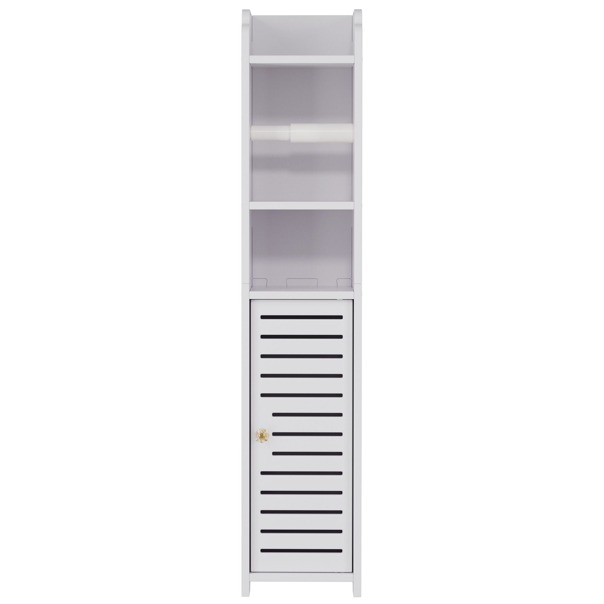2X Slim Bathroom Storage Cabinets with Toilet Roll Holder 76cm - White