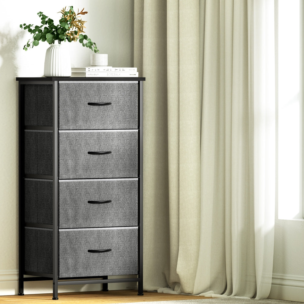 Chest of 4 Drawers Storage Dresser Tallboy Grey