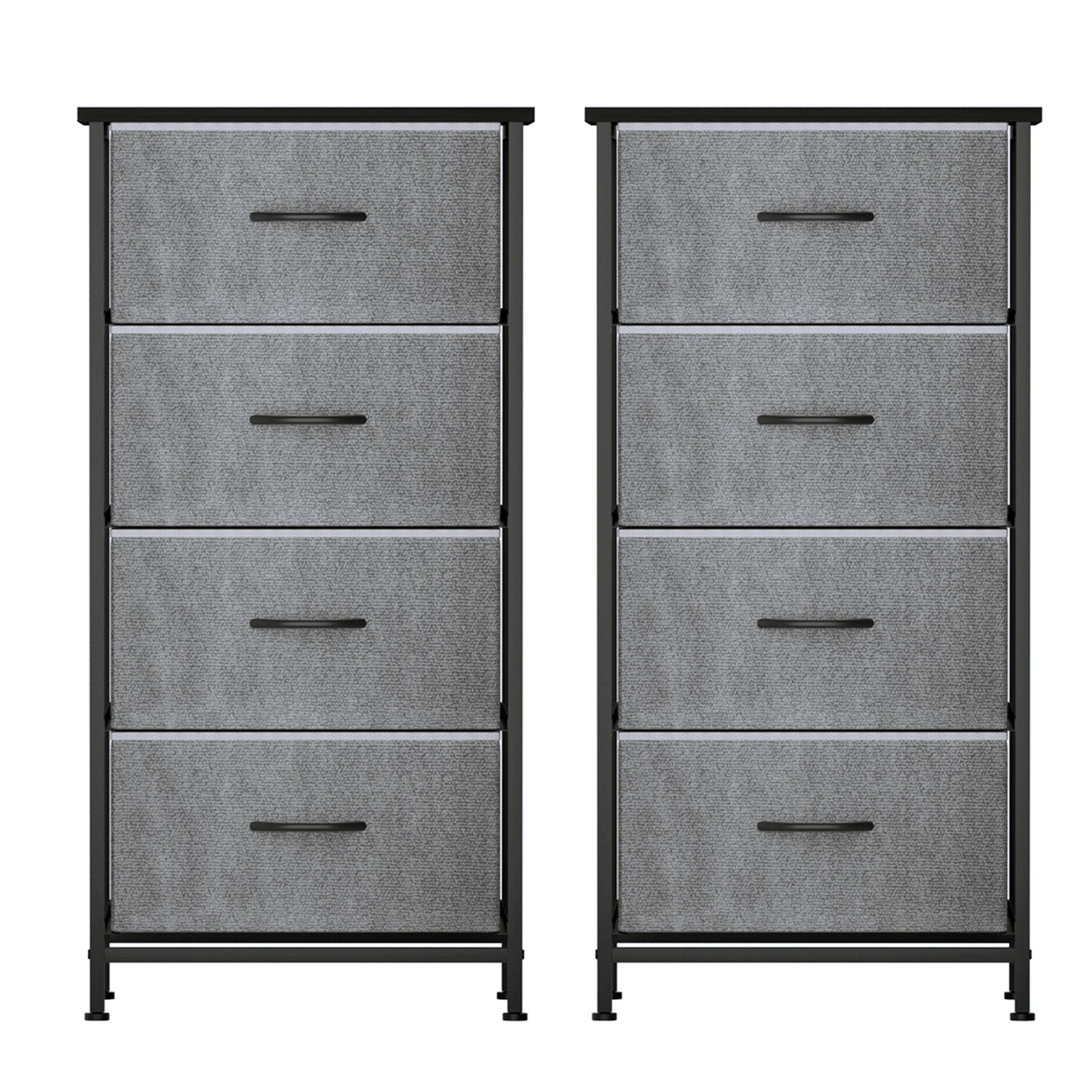 Set of 2 Chest of 4 Drawers Storage Dresser Tallboy Grey