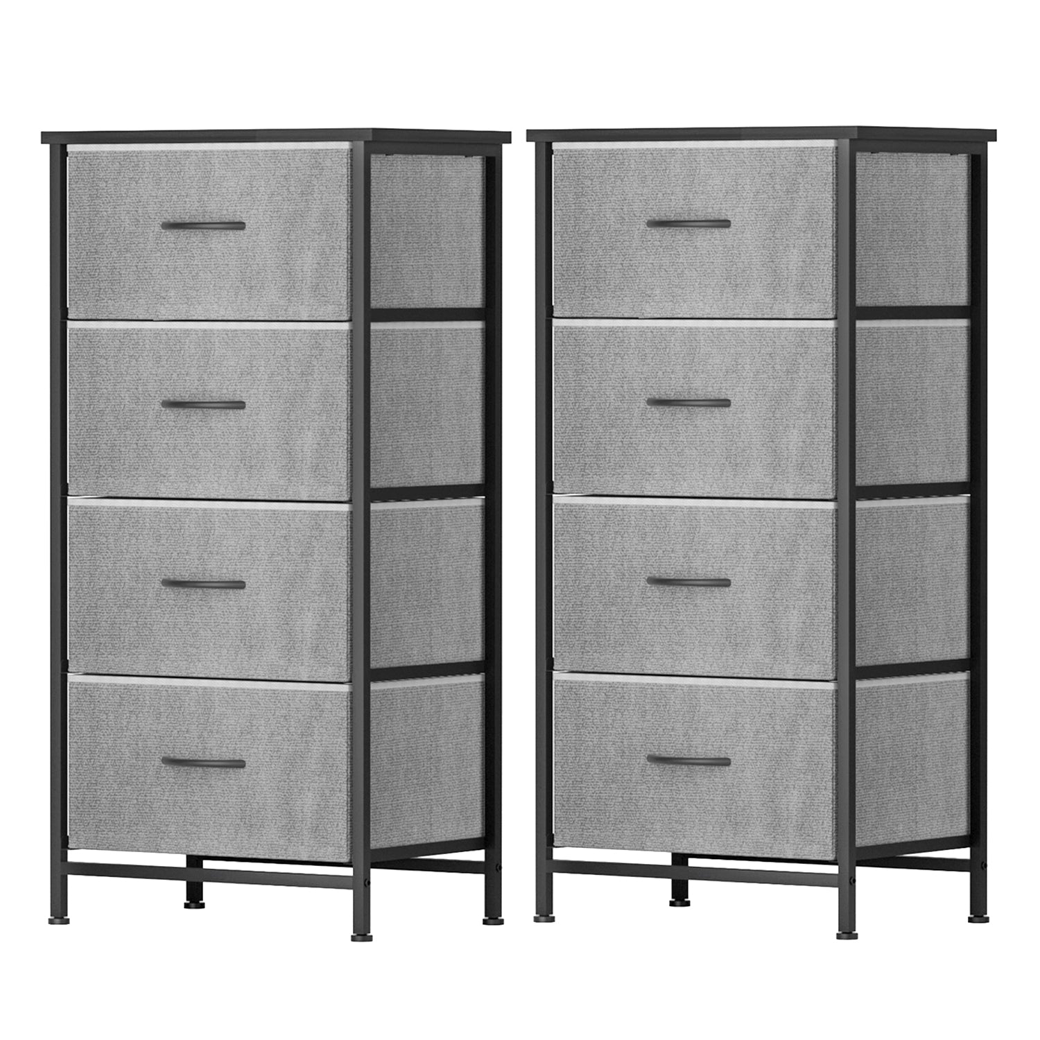 Set of 2 Chest of 4 Drawers Storage Dresser Tallboy Grey